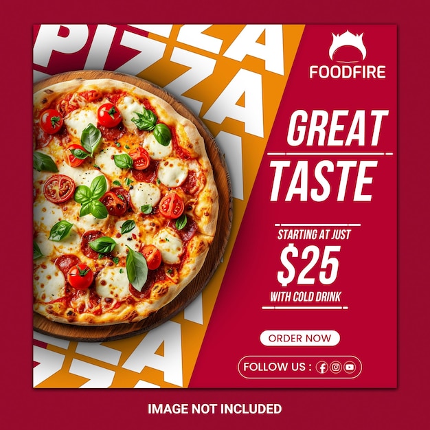 PSD Food menu and delicious pizza social media banner template