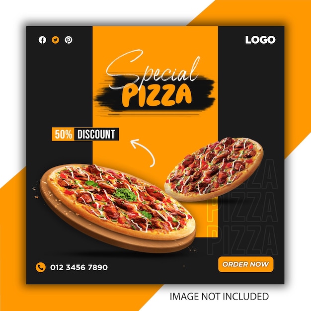 PSD food menu and delicious pizza web banner template