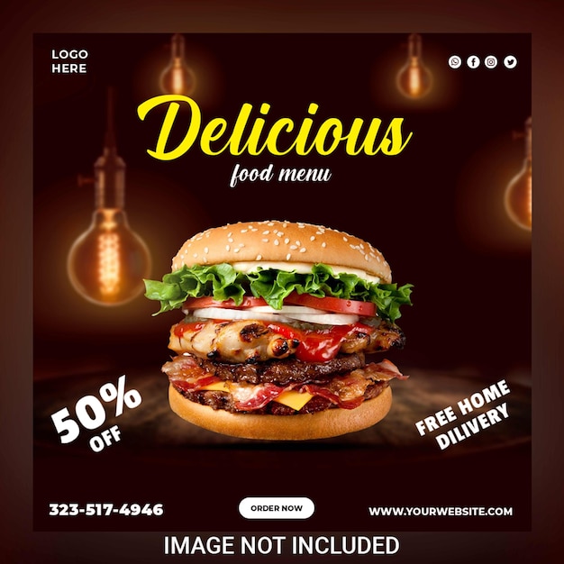 PSD food social media banner post template