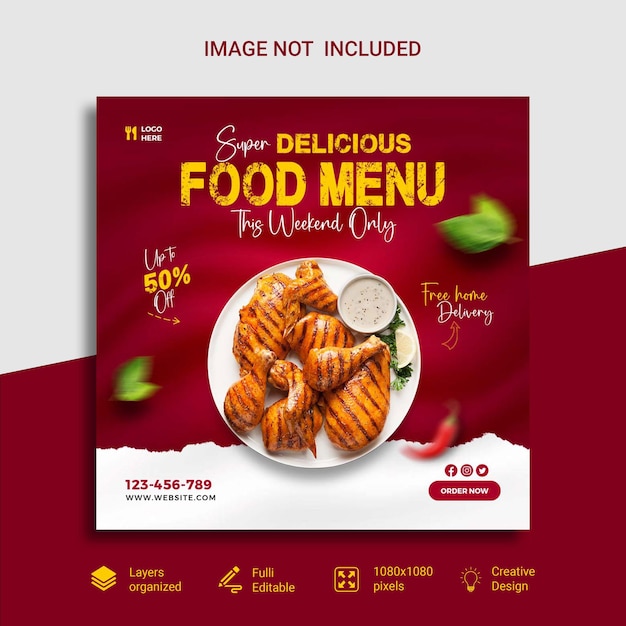 PSD food social media post or social media banner