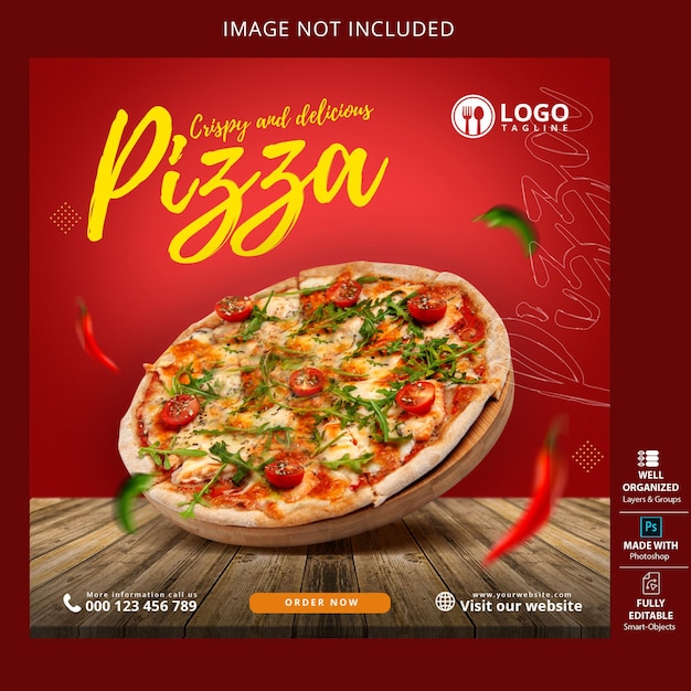 PSD food social media promotion and instagram banner post design template feed red