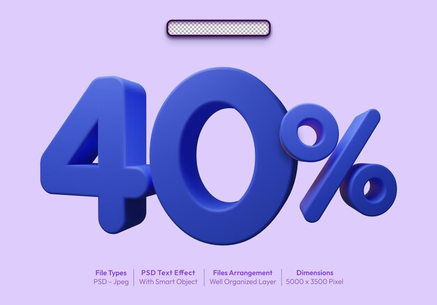 PSD forty percent 3d icon for super sales