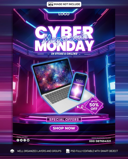 PSD free psd Cyber Monday Poster and Flyer Promo social media Tamplates Banner