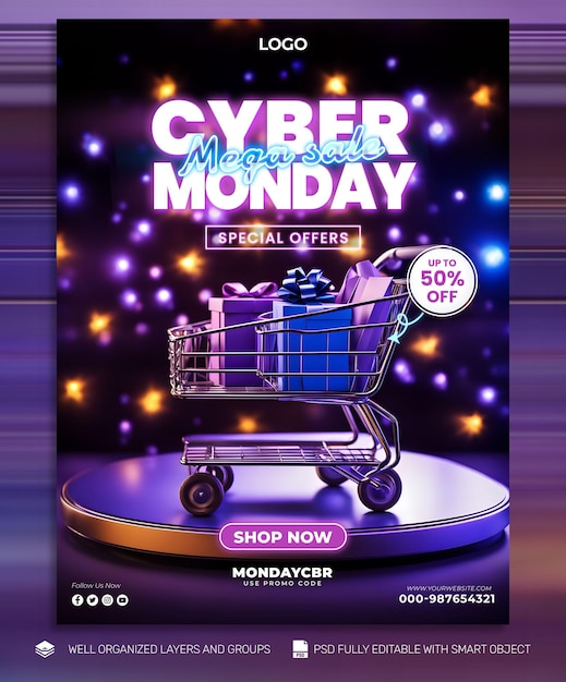 PSD free psd Cyber Monday Poster and Flyer Promo social media Tamplates