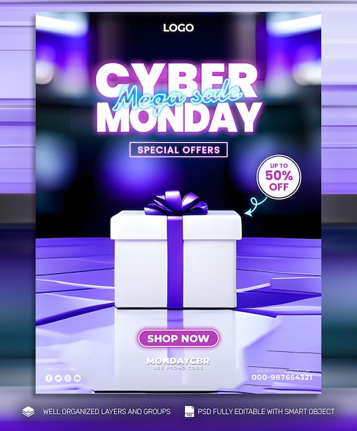 PSD free psd Cyber Monday Poster and Flyer Promo social media Tamplates