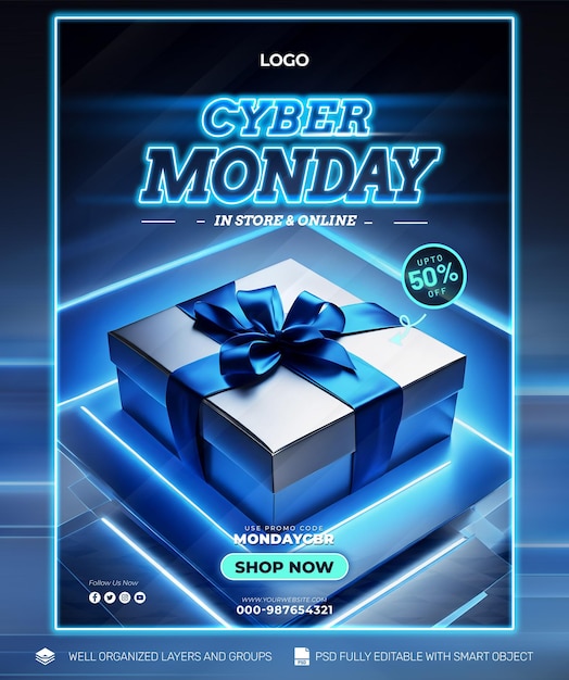 PSD free psd Cyber Monday Poster and Flyer Promo social media Tamplates