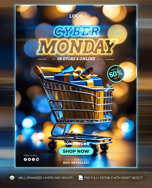 PSD free psd Cyber Monday Poster and Flyer Promo social media Tamplates