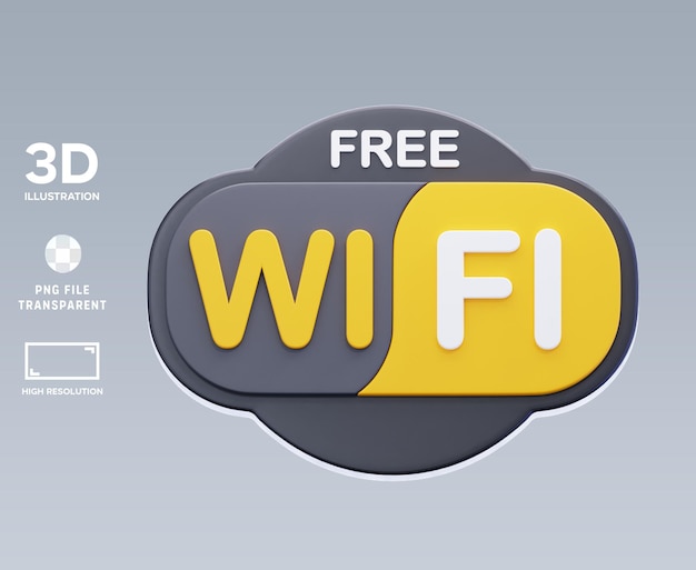 PSD free wifi 3D Illustration