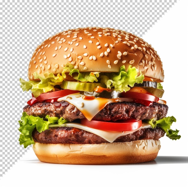 PSD fresh beef burger isolated on transparent background