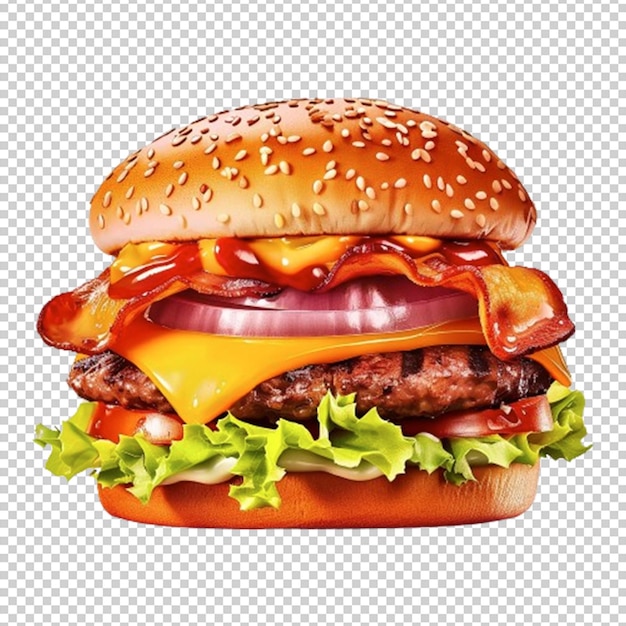 PSD Fresh beef burger isolated on transparent background