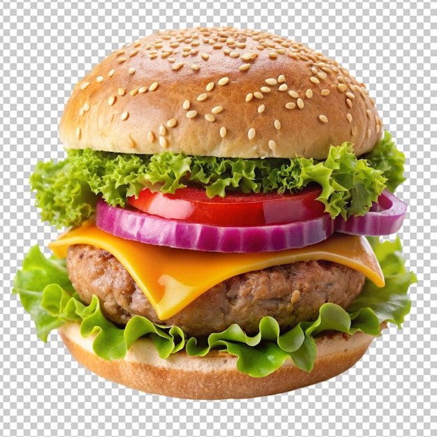 PSD of a fresh beef burger on transparent background