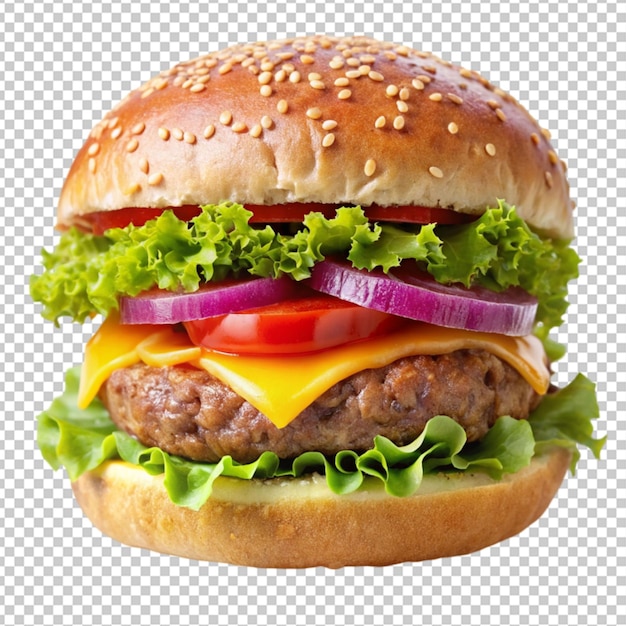 PSD of a fresh beef burger on transparent background