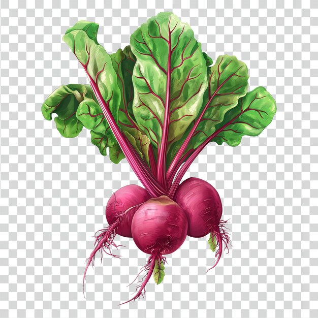 PSD psd fresh red beetroot with leaves on transparent background