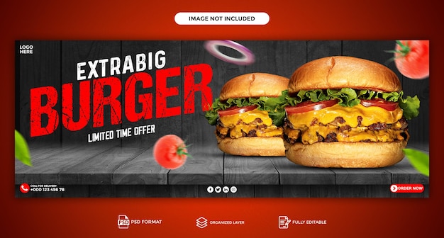 PSD psd fresh yummy delicious burger and food menu facebook cover template