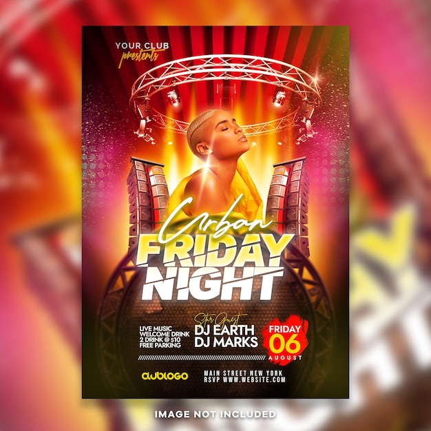 PSD Friday night club flyer template design