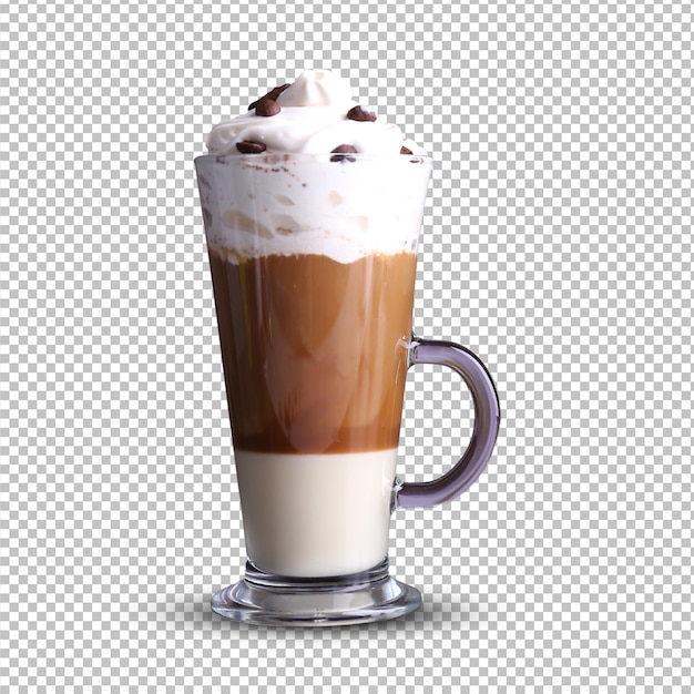 PSD front-view coffee latte with whipped cream