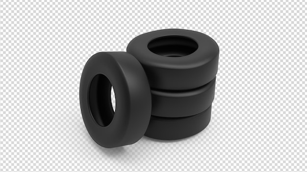 PSD fully isolated dark metal tires with transparent background