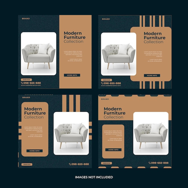 PSD furnished modern furniture instagram post design