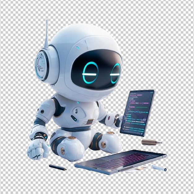 PSD futuristic robot illustration isolated on transparent background