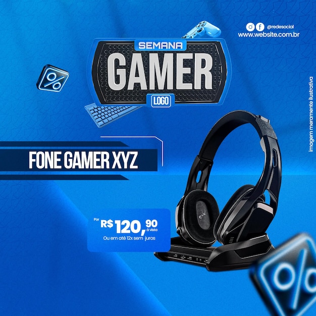 PSD gamer social midia