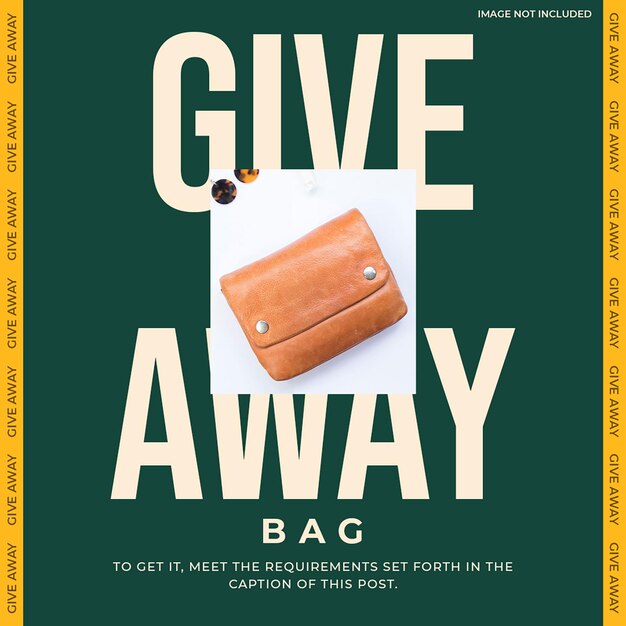 PSD psd giveaway on dark green background instagram post template