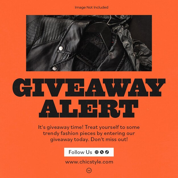 PSD psd giveaway on orange background instagram post template