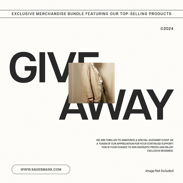 PSD psd giveaway on white background instagram post template