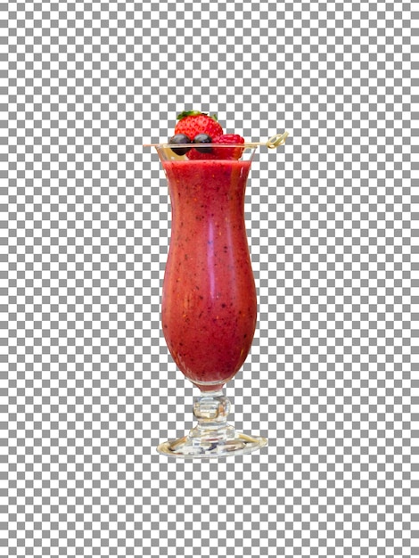 PSD glass of fruit cocktail with a strawberries on Isolated and transparent background