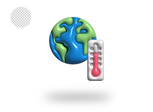 PSD psd global warming earth with temperature comic bubble icon 3d render illustration