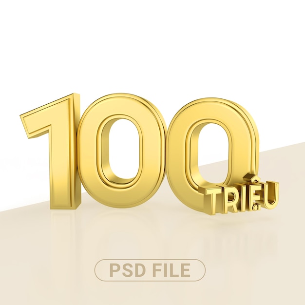 PSD psd gold 100 million vietnam dong 3d rendering