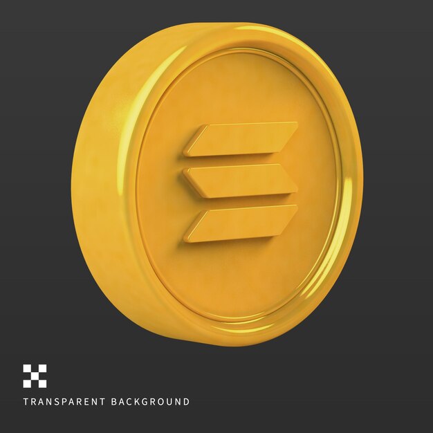 PSD gold coin solana 3D Illustration