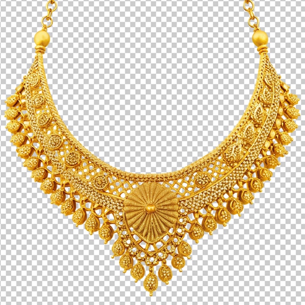 PSD of a gold neckless on transparent background