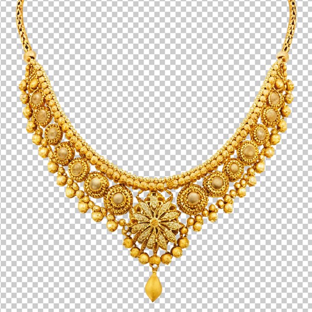 PSD of a gold neckless on transparent background