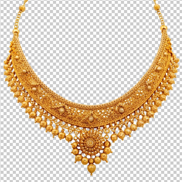 PSD of a gold neckless on transparent background