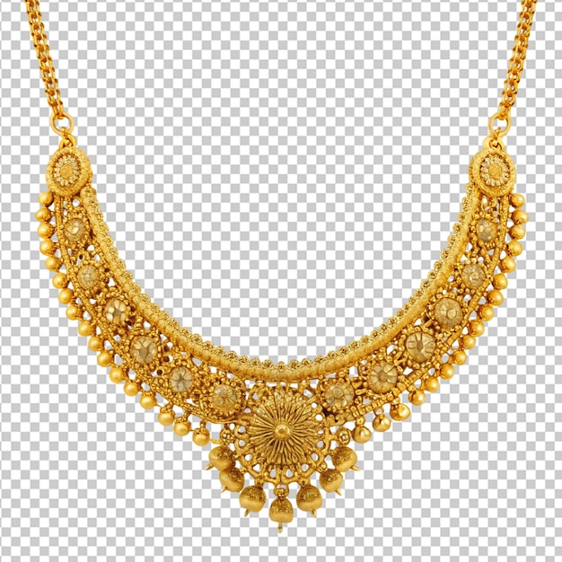 PSD of a gold neckless on transparent background