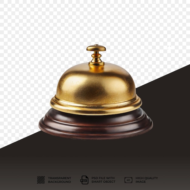 PSD Gold reception bell isolated on transparent background