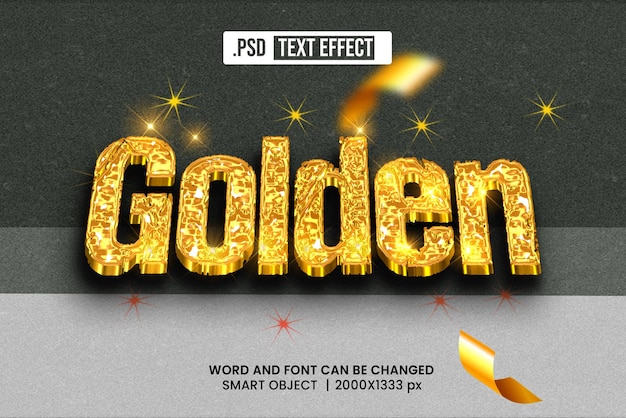 PSD Golden 3D Text Effect Editable