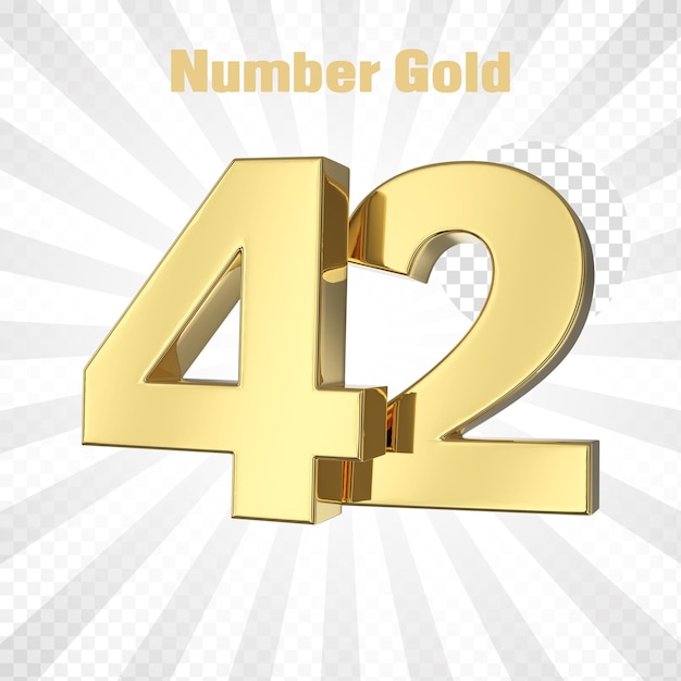 PSD a golden alphabet letter 42 with a gold background