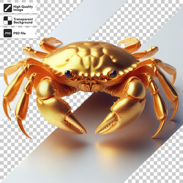 PSD golden crab on transparent background with editable mask layer