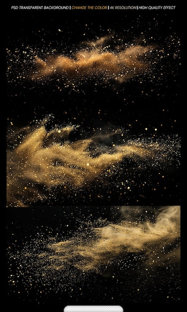 PSD psd golden powder explosion on black background