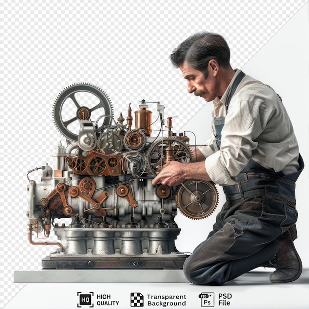 psd gottlieb daimler the engineer is assembling the first internal combustion engine