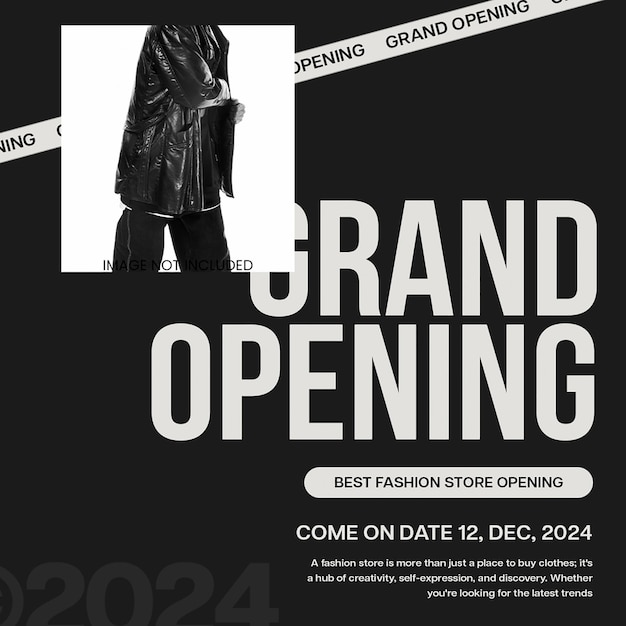 PSD psd grand opening store on black background instagram post template