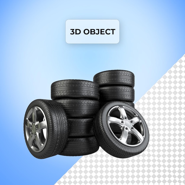 PSD Gray 5spoke vehicle wheel and tire lot PNG Transparent Background