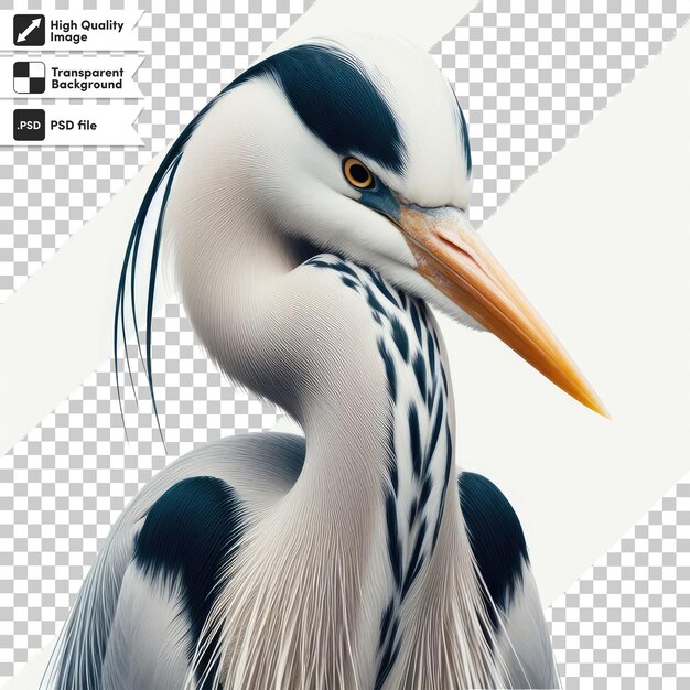 PSD psd great blue heron ardea cinerea on transparent background with editable mask layer