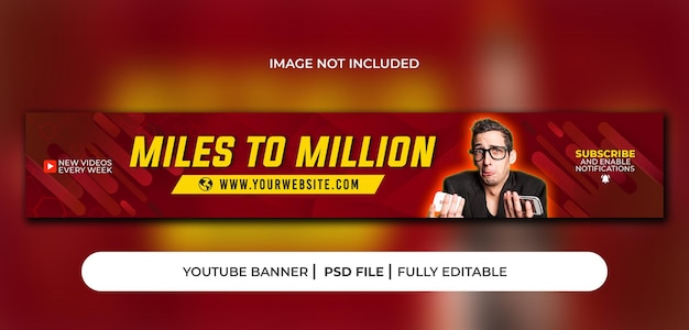 PSD a green banner with a man on it that says miles to million