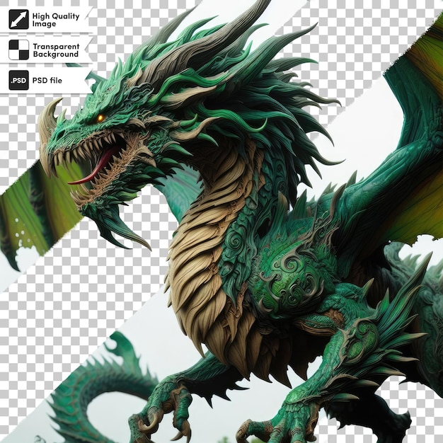 PSD psd green dragon on transparent background with editable mask layer