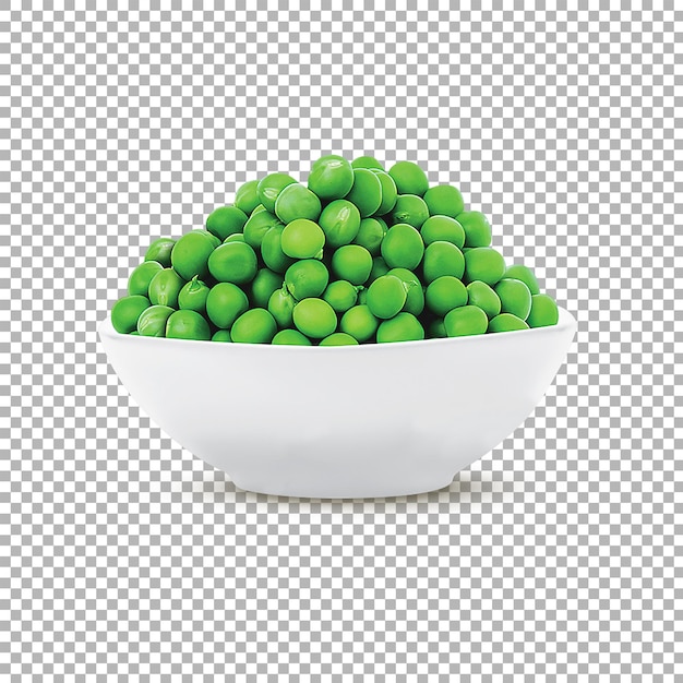 PSD Green Peas in White Bowl Isolated in Transparent Background