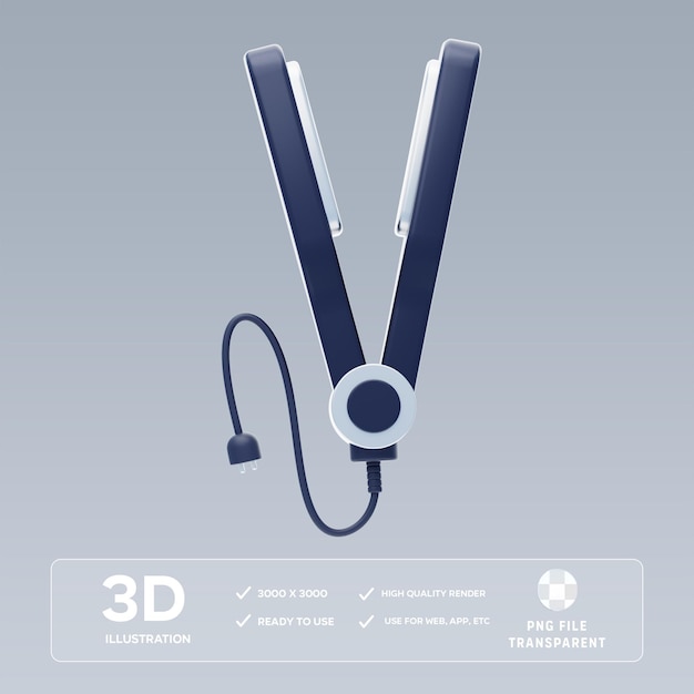 PSD Hair straightener 3D Illustration