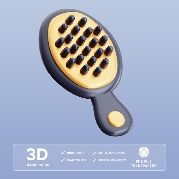 PSD Hairbrush 3D illustration