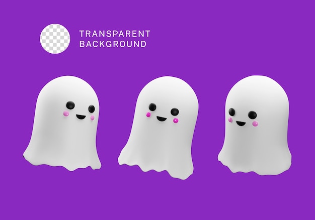 PSD halloween character cute ghost 3d render illustration